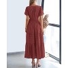 Women's 2025 Summer Casual Midi & Maxi Dress - Lightweight V-Neck Boho Beach Dress with Elastic Waist & Pockets Brown Red - 3 of 4