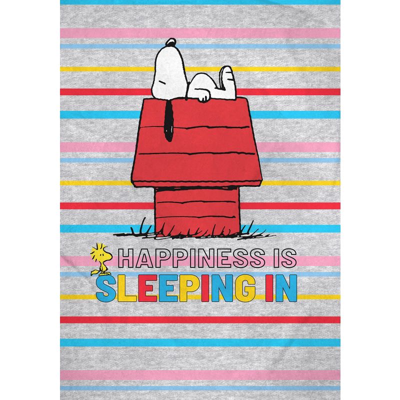 Peanuts Snoopy and Woodstock Happiness Is Sleeping In Silk Touch Throw Blanket Multicoloured, 3 of 4