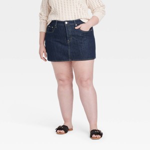 Women's Mid-Rise Denim Mini Skirt - Universal Thread™ Dark Wash - 1 of 3