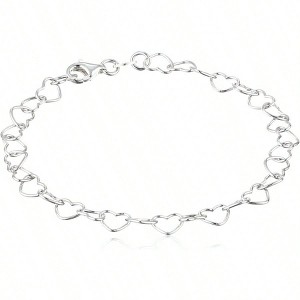 Sterling Silver 5.3mm Heart - Link Bracelet Fashionable and Exquisite, Suitable for Women's Daily Wear - 1 of 3