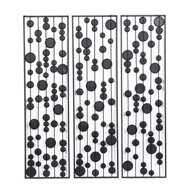 Metal Geometric Wall Decor with Round Mirror Accents Set of 3 Black - Olivia &#38; May, 5 of 16
