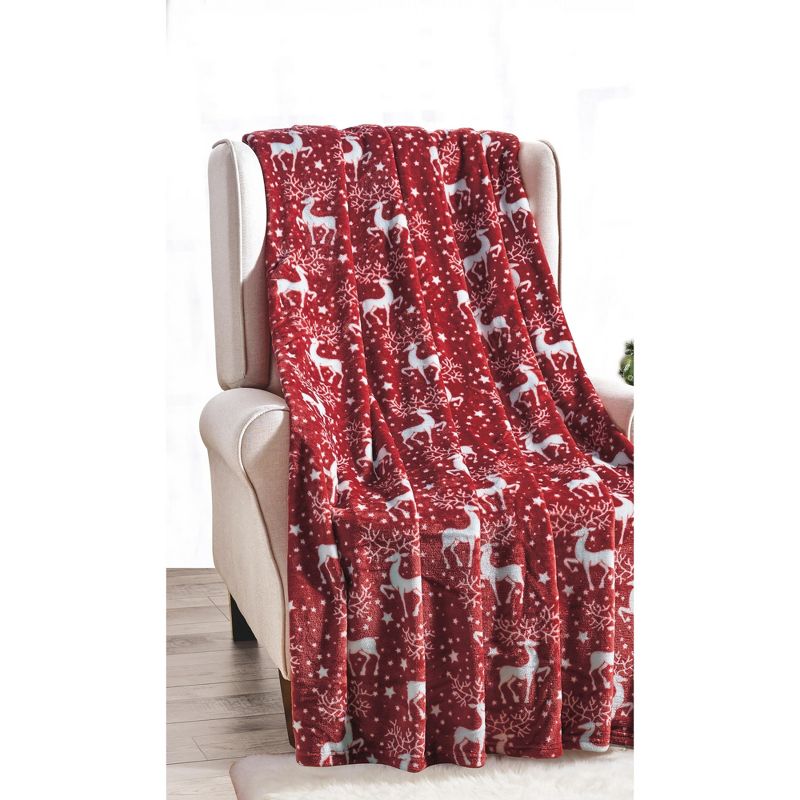 Noble house Christmas  Festive and Cheery Holiday Super Soft Ultra Comfy Microplush Throw Blanket 50"x60", 1 of 4