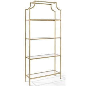 Metal Glass Bookcase in Antique Gold - Pemberly Row - 1 of 4