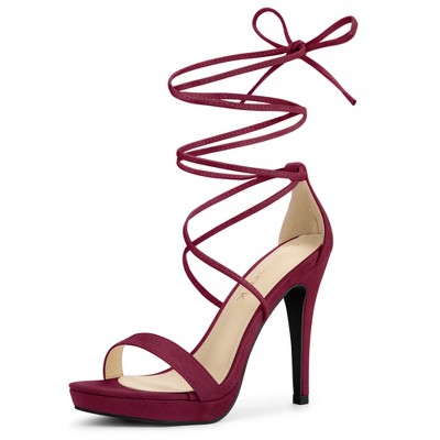 Allegra K Women's Platform Stiletto Heels Lace Up Sandals