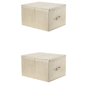 REGALWOVEN Fabric Collapsible Spacious Versatile Storage Bin with Lid and Handle 2 Pcs - 1 of 4