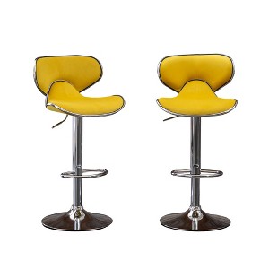 Ridstar Set of 2 Adjustable Swivel Bar Stools-Yellow - 1 of 4