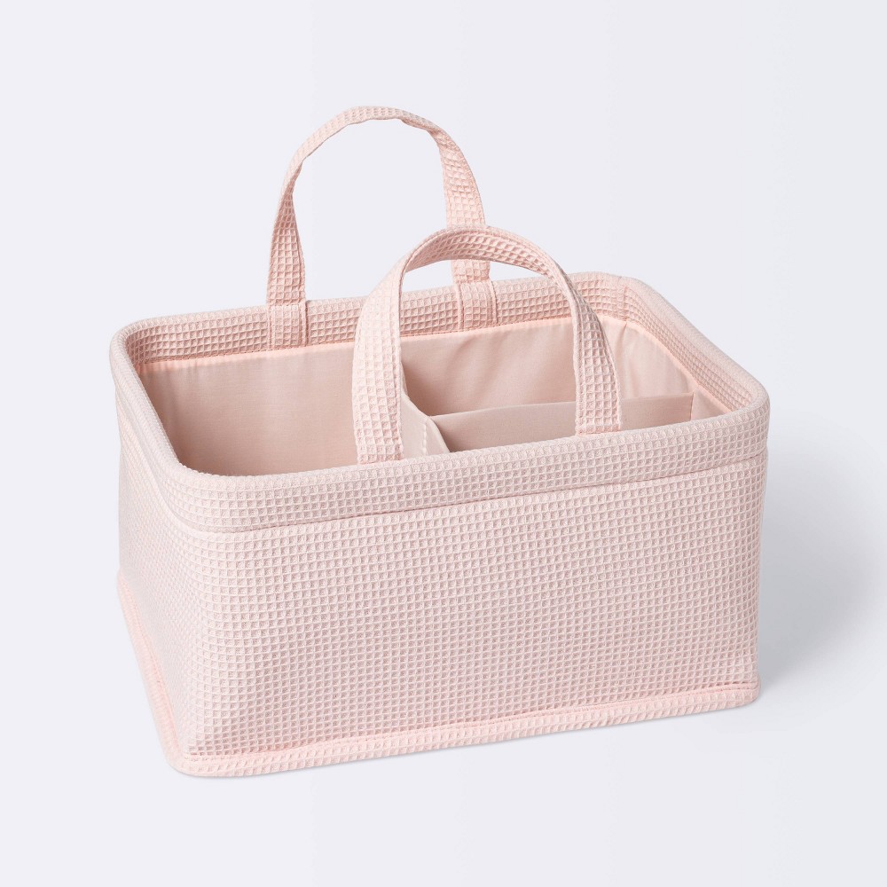 Photos - Other for Child's Room Waffle Weave Rectangular Diaper Caddy with Handles - Cloud Island™ Pink