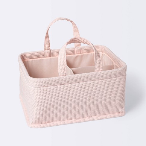 Waffle Weave Rectangular Diaper Caddy With Handles - Cloud Island™ Pink :  Target