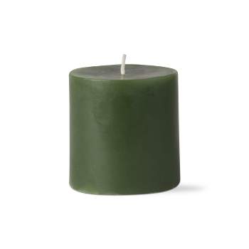 tagltd 3X3 Custom Color Paraffin Wax Pillar Dark Green Flat-Topped Candle For Mixed Displays Tall Hurricanes Everyday, Burn Time 30 Hours