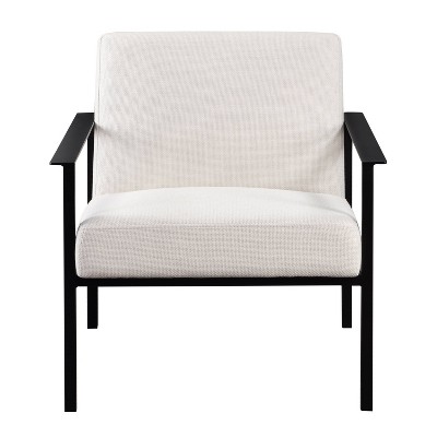 Milano Oatmeal White Metal Frame Accent Chair
