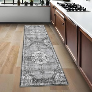 Acekool 2x6 Washable Runner Rug - Non-Slip Entryway Carpet, Low-Pile Grey Indoor Mat for Hallway, Kitchen, Laundry Room - 1 of 3