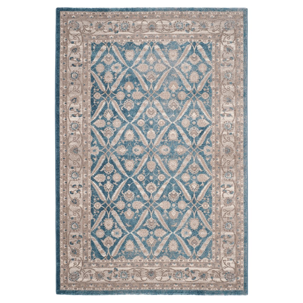 2'6inx4' Floral Loomed Accent Rug Blue/Beige - Safavieh