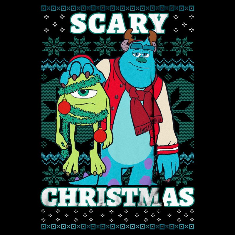 Juniors Womens Disney Monsters Inc. Mike and Sully Scary Christmas T-Shirt, 2 of 5