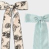 Floral Print and Solid Bow Hair Clip Set 2pc - Wild Fable™ Beige/Teal Green - 3 of 3