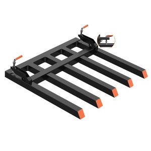 Clamp on Debris Forks Fits 48" Buckets, Double Nuts 2500 lbs Loading Weight Pallet Forks for Loader, Tractor Buckets, Skidsteer, for Removing Limbs - 1 of 4