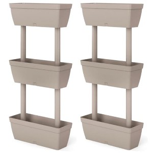 vidaXL Outdoor Weatherproof Thermoplastic Rubber Planter Boxes with Expandable System and Water Reservoir, Taupe, 6 pcs 39.4" - 1 of 4