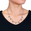 EVERLY JEWELRY | Sterling Silver 5 4/5ct TGW Created Blue and White Sapphire Bead Necklace, 17 inc - 3 of 4