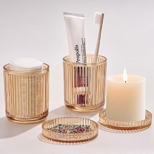 Ridstar 2-Piece Bathroom Glass Storage Rack for Cotton Swabs, Makeup Pads & Dental Flossers-Amber - 1 of 4