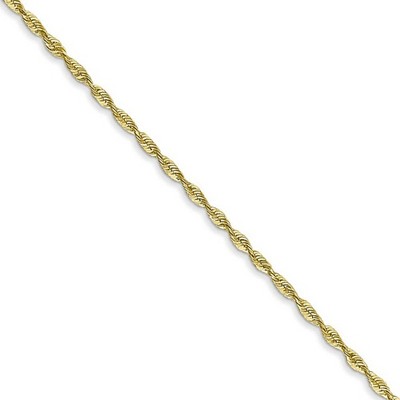 Black Bow Jewelry 1.5mm 10k Yellow Gold Solid Lightweight D/C Rope Chain Necklace