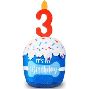 Dog 3rd Birthday Cake Toy Accessories for Girl Boy Gifts, Blue Squeaky Plush Toy for Dog Birthday Party Decor Favor for Large, Medium and Small Dogs - 1 of 1