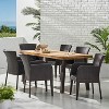GDFStudio Delgado Outdoor Acacia Wood and Wicker 7 Piece Dining Set - 2 of 4