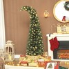 HOMCOM 6 ft Prelit Whimsical Christmas Tree, Bent Top Xmas Tree with 200 LEDs and 8 Modes, Slim High Mountain Fir Holiday Decor, Green - 2 of 4