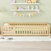 NicBex Kids Montessori Bed with Door,Wood Floor Bed with Safety Guardrails,Twin/Full/Queen Size Toddler bed for Bedroom Playroom,White/Gray/Brown - 2 of 4