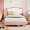 Upholstered Bed Frame with Two-Tone Scalloped headboard, Cute Velvet Princess Platform Bed for Boys/Girls - 4 of 4