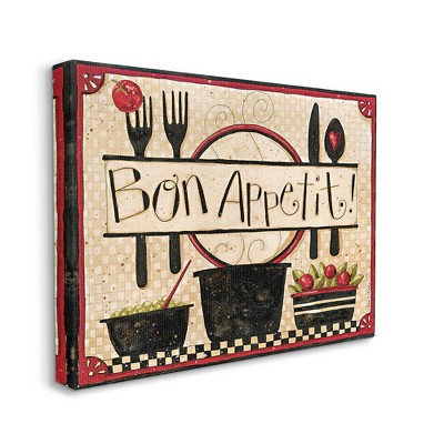 Stupell Industries Bon Appetit Phrase Vintage Kitchen Cooking Charm