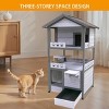 LAOTIES Outdoor Cat House,3 Story Weatherproof Wooden Feral Cat Shelter with Balcony,Litter Box And Scratching Post - 4 of 4