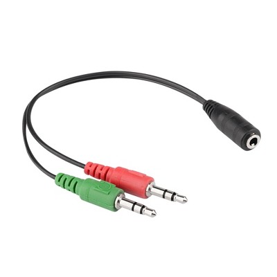 INSTEN 8" Dual Mic 3.5mm Stereo 2 Plug Male to 3.5mm Female Adapter