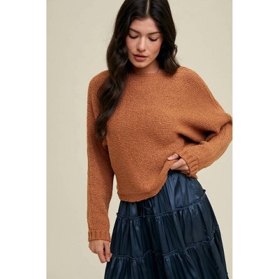 Women's Boat Neck Drop Shoulder Sweater - WISHLIST