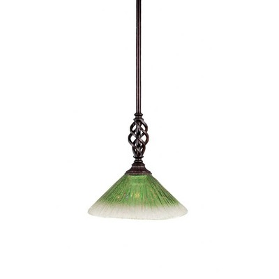 Toltec Lighting Elegante 1 - Light Pendant in  Dark Granite with 10" Kiwi Green Crystal Shade
