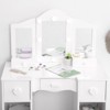 Kids' Vanities with Lights, Kids Makeup Dressing Table, 3 Mirrors and Drawer, Wooden Princess Makeup Desk Dressing Table, Toddler Vanity, White - 2 of 4