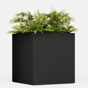 Maggift Planters Large Outdoor Planters with Removable Insert Shelf Square Steel Flower Pots for Porch with Garden, Black, 15"*15"*18" - 1 of 4