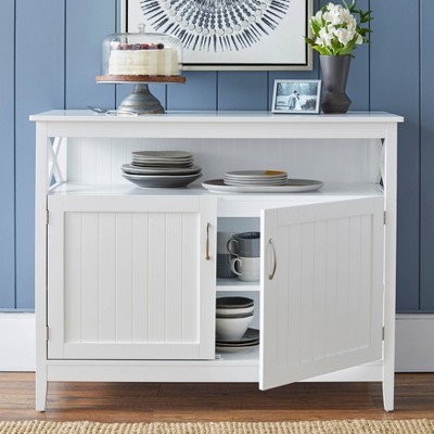 White buffet deals table with storage