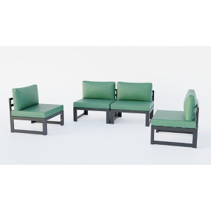 LeisureMod Chelsea 4-Piece Outdoor Patio Sectional Set – Black Powder-Coated Aluminum, Cushions, Weather-Resistant - 1 of 4