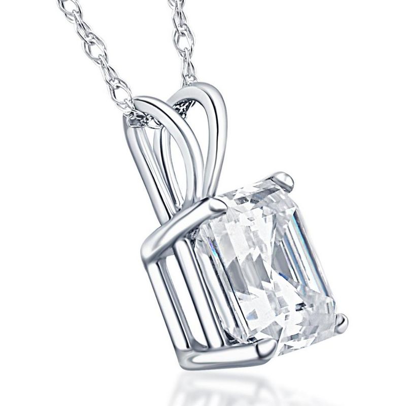 Pompeii3 2 CT Asscher Cut Solitaire Pendant Necklace in 14k White, Yellow, or Rose Gold, 3 of 5