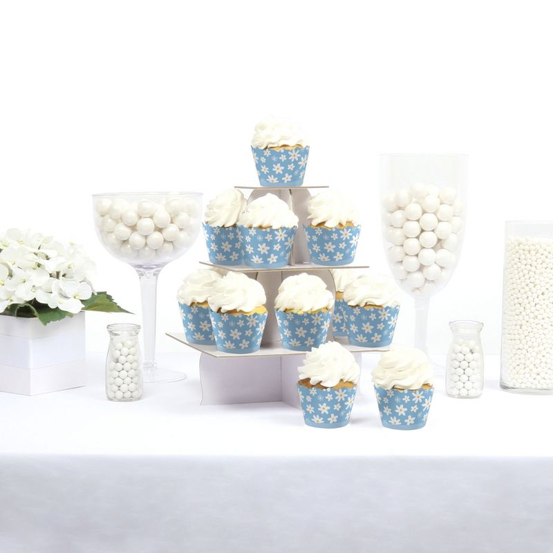 Big Dot of Happiness Blue Daisy Flowers - Floral Party Decorations - Party Cupcake Wrappers - Set of 12, 2 of 5