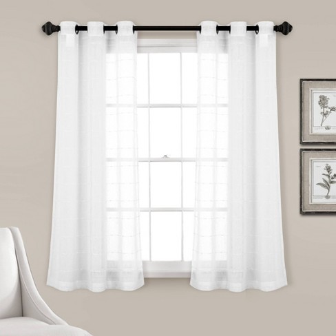 Lush Decor Star Sheer Insulated Grommet Blackout Window Curtain Panel Pair - 84 Inches - Neutral