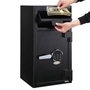 2.5 Cubic Feet Fireproof Drop Safe with Digital Keypad and Keys, Heavy Duty Depository Safe with Slot for Cash Mail Documents, Black - 1 of 4
