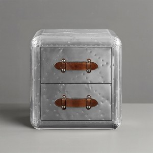 Art Leon Aluminum Rivet Accent Cabinet Nightstand with Drawer, Silver - 1 of 4