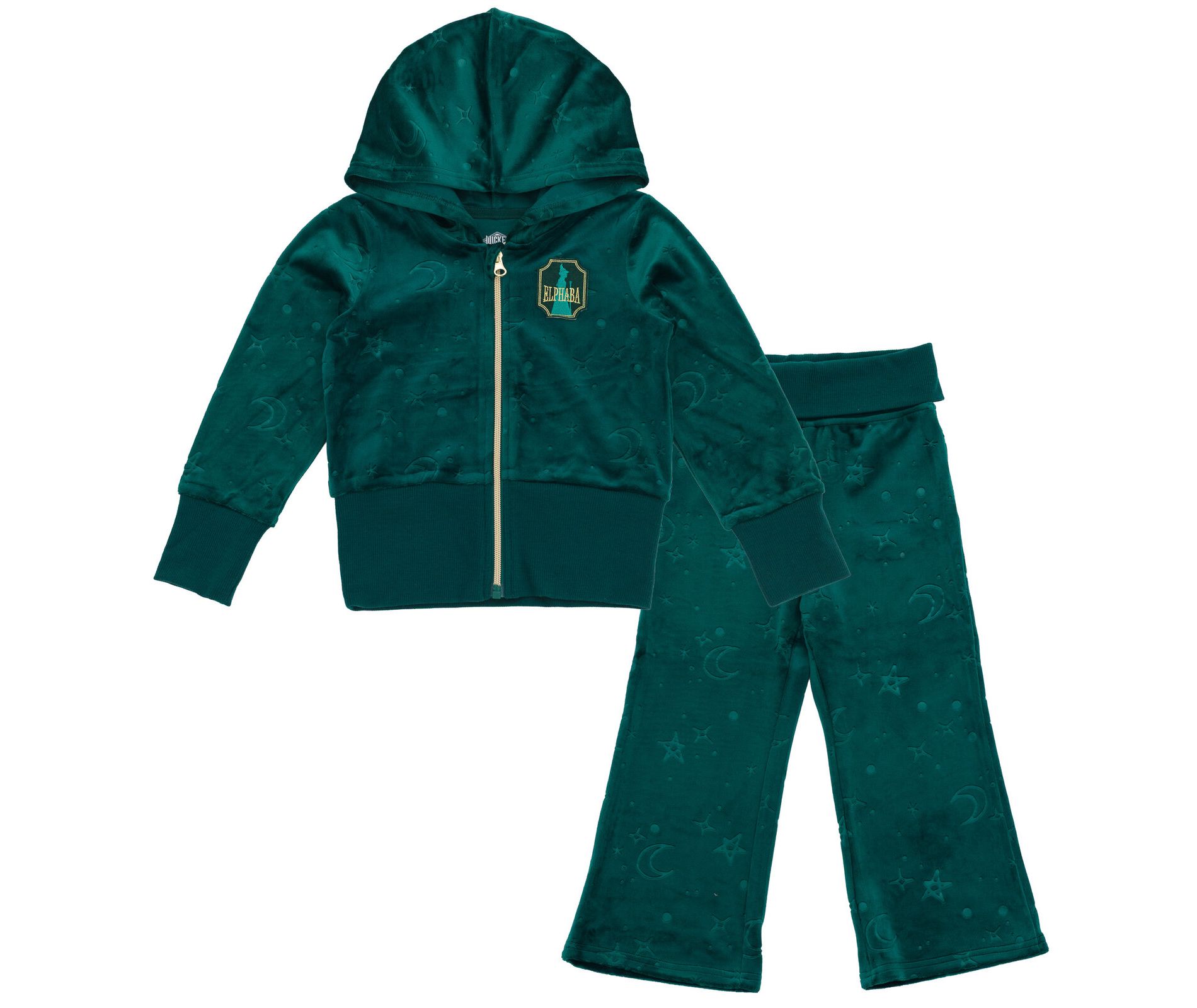 Wicked Velour Zip Up Hoodie and Flare Pants Outfit Set Toddler