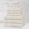 Viscose Cotton Blend Medium Weight Soft Textured Checkered Ribbed Border Towel Set by Blue Nile Mills - 2 of 4