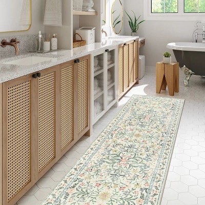 Lahome Machine Washable Back to College Series Eastern Floral Plant Floor Mat-Soft Rug for Living Room, School, Bedroom, or Entryway