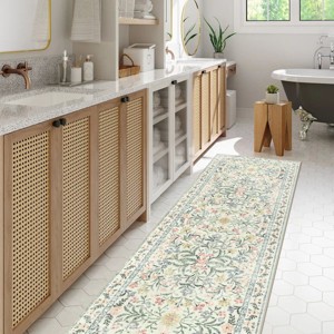 Lahome Machine Washable Back to College Series Eastern Floral Plant Floor Mat-Soft Rug for Living Room, School, Bedroom, or Entryway - 1 of 4