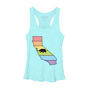 Adult Design By Humans California State Bear Pride Rainbow Flag By mellowrainbowRacerback Tank Top - 1 of 2