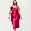 Anna-Kaci Lounge Women's Satin Slip Midi Dress with Draped Neckline Adjustable Straps and Soft Body-Skimming Flowing Silhouette - 4 of 4