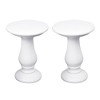 UPHA 16-Inch Round Side Table Set of 2 - Magnesium Oxide Roman Column End Table for Indoor & Outdoor Use,Porcelain White - 2 of 4