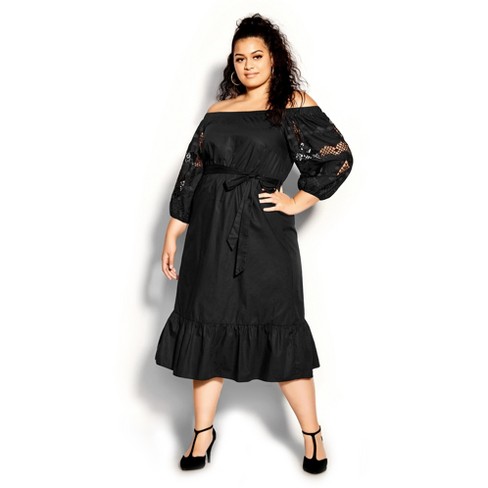 City Chic| Women's Plus Size Lacey Summer Dress - Black - 20w : Target